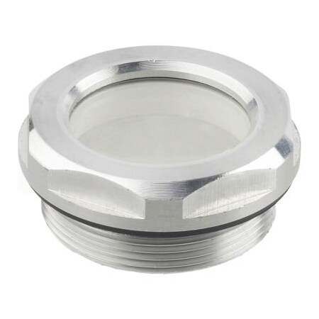 J.W. Winco Aluminum Fluid Level Sight w/ ESG Glass w/o Reflector - M26 x 1.5 Thread - J.W. Winco R26/B 743.1-18-M26X1.5-B